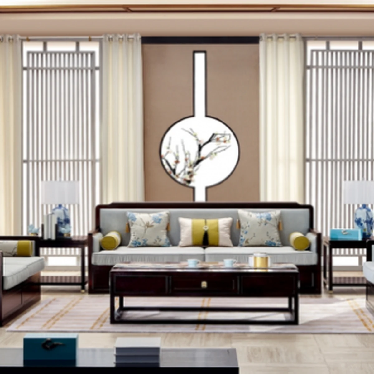 Fanya Home &middot; New Chinese Sofa & Coffee Table Set
