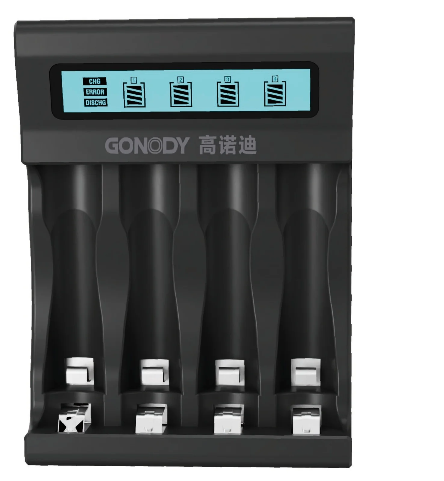 GONODY Battery Chargers Flat 4-Port LCD Charger