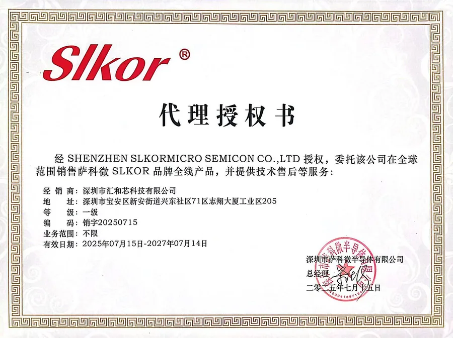 Slkor brand authorization certificate held by Huihexin