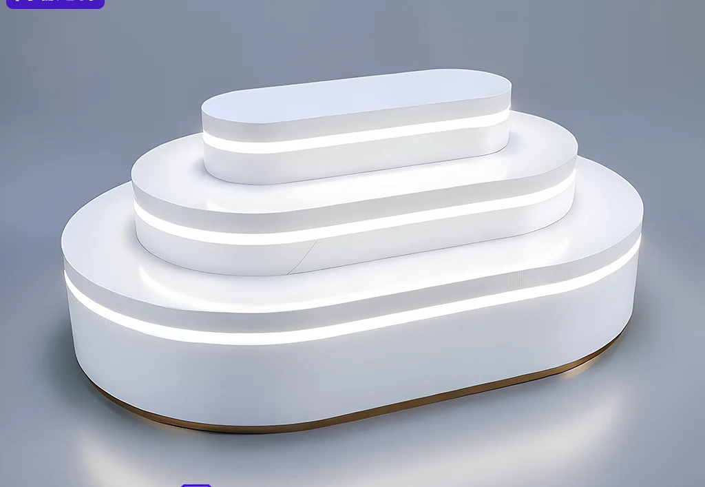 Mingsheng Display Island Display Table, Titanium-Plated Steel