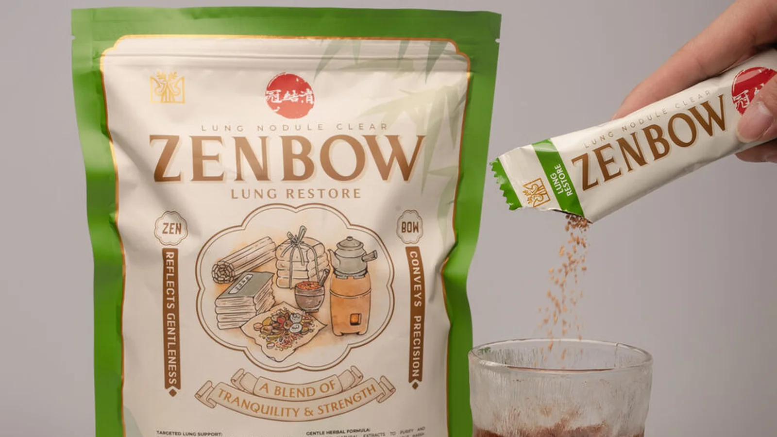 ZENBOW Lung Restore herbal granules &middot; pouch, stick and prepared drink